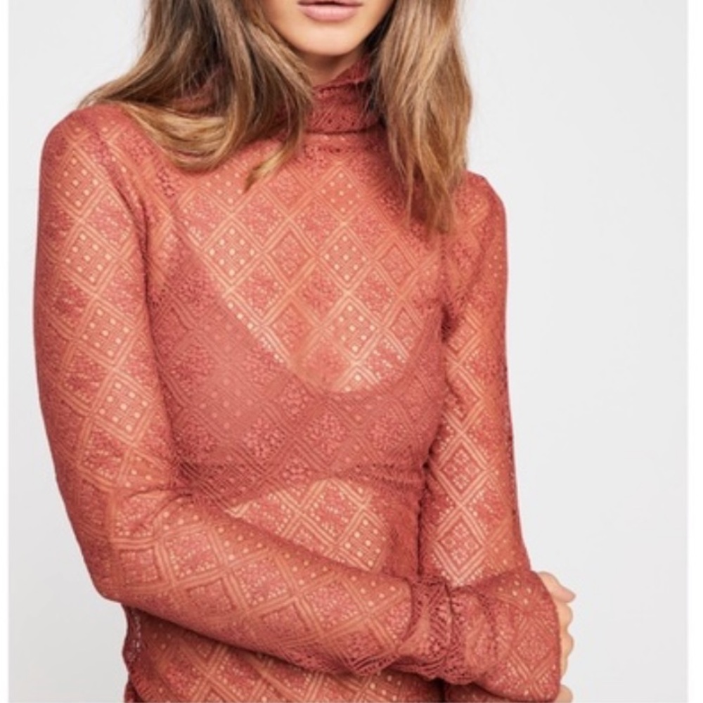 Free People Sheer Sweet Memories Turtleneck